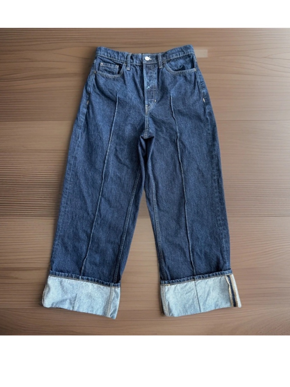 BANANA REPUBLIC Pintuck Jeans Women’s Size 28 Petite High Rise, Wide Leg Cuffed